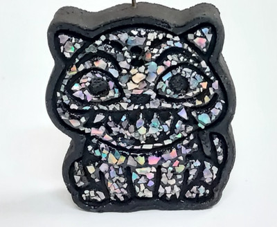 Handmade Korean Tiger Memo Holder   Upcycled Coffee Grounds & Mother of Pearl/