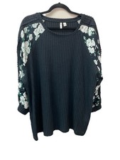 Womens Cato Size M 3/4 Floral Sleeves, Black ...