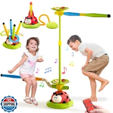 Powza 5 in 1 Musical Jump Toys, Toss Ring Game Stomping Launch Rocket Launche