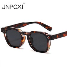 Oval Rivet Sunglasses for Women Men Vintage Leopard Anti Blue Light Frame