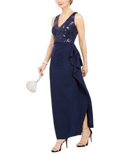 Vince Camuto Womens Sequin Gown Dress, navy, 14