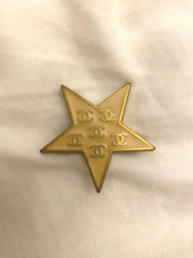Vintage Chanel Coco Mark Star Brooch Gold Beige 3.5cm Pre-Owned
