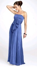 BCBG Max Azria Timona Chambray Gown 100 Silk Long Maxi Dress Blue Size 4