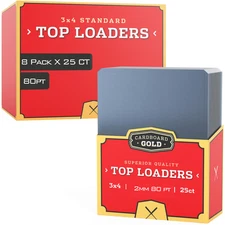 (8) Cardboard Gold - 80pt Top Loaders for Cards - Premium 3x4 Inch Trading Card