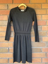 Tory Burch Glitter Metal Dress Mock Neck NYE Stretchy Black Womens Size XS