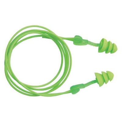 Moldex Glide Reusable Soft Plastic Ear Plugs, Flanged Shape, 27 dB, Green, 50 PK