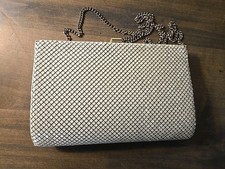 Whiting And Davis mesh purse White Vintage With Chain