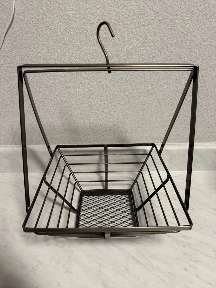 Черная металлическая корзина для фруктов с отдельной банановой вешалкой или подвесной корзиной - Изображение 2 из 3