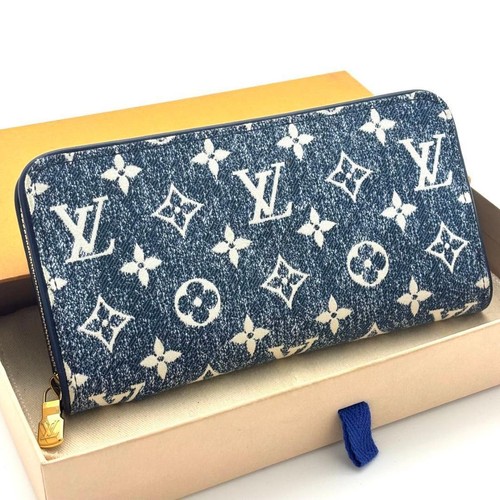 Louis Vuitton Denim Jacquard Zippy Long Wallet Gold Japan 0710211