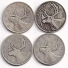 Canada Quarter Lot King George VI, 1945,46,47ML,48, Circulated