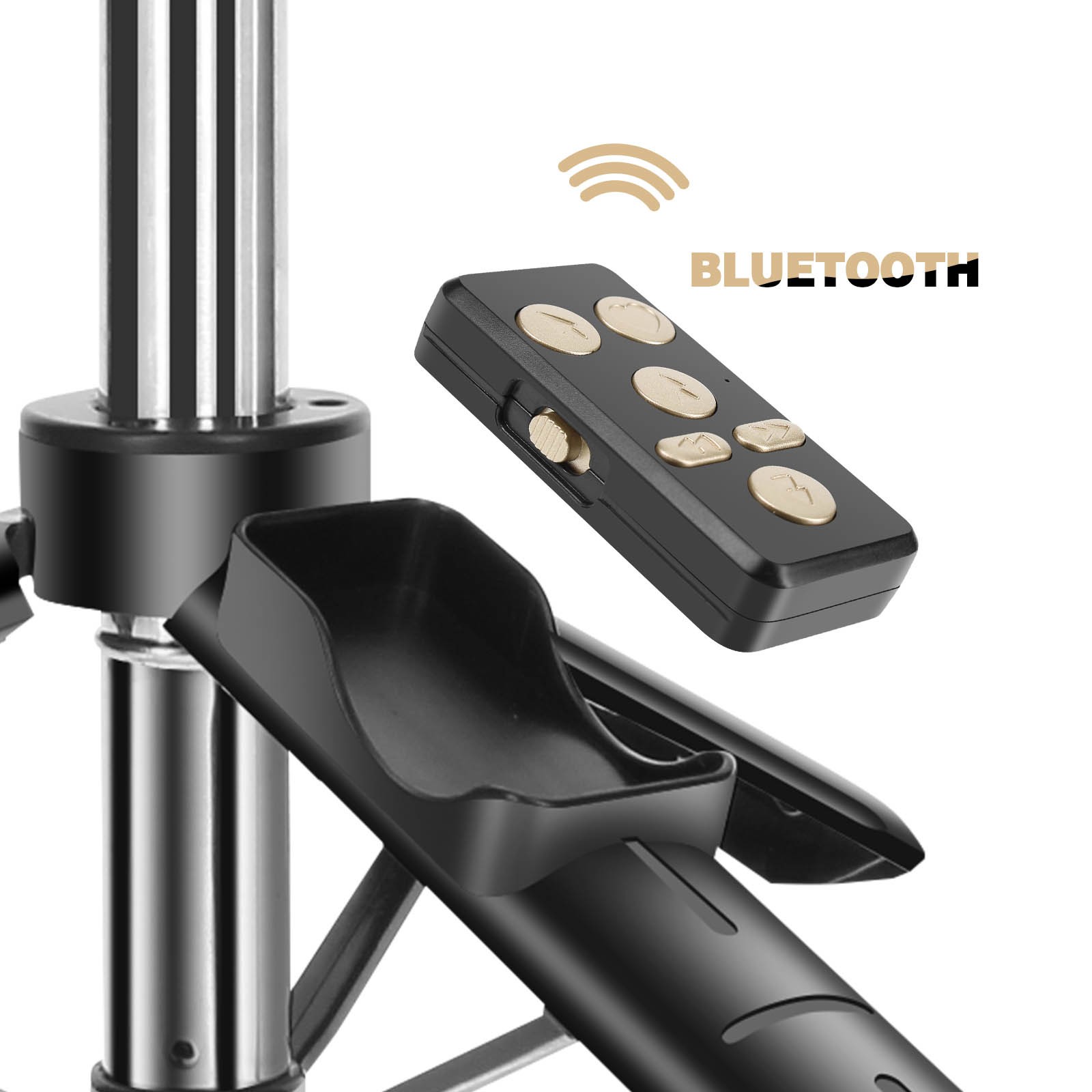 Perche à selfie Bluetooth Forever trépied extensible 100 cm noir pour smartphone - 3