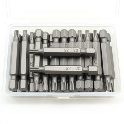 TMAX 25pc 2'' T-20 Torx 6 Point Screwdriver Insert Bits Hex Shank, Security Slot
