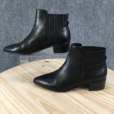 Halogen Skylar Ankle Boots Womens 8.5 M Pull On Heels Pointed Toe Leather Black - Image 1 of 4