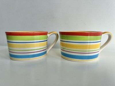 Whittard of Chelsea handbemalt Regenbogen Streifen Espresso Kaffee Tee Tassen Set 2