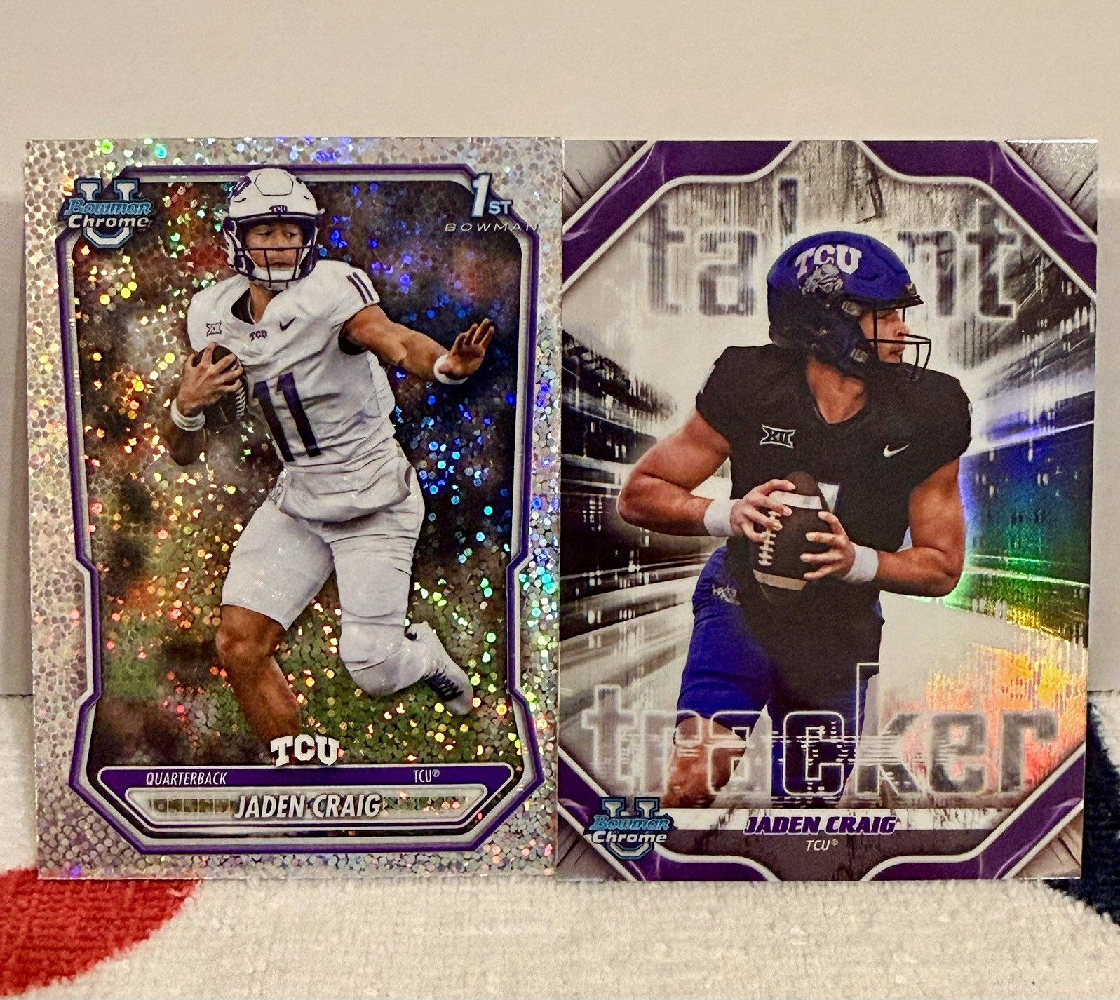 Topps 2026 Bowman Chrome 2-Card Lot Jaden Craig TCU  Speckle/Refractor
