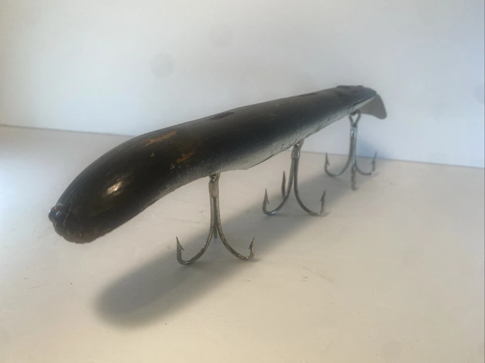 复古 Suick Thriller 9 英寸 Muskie 钓鱼木诱饵带盒和说明。 — 第 4/4 张图片