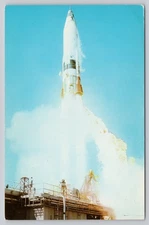 Vintage Air Force Missile Test Center Atlas Rocket Launch Postcard