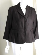 NWT Talbots Sz 12 Gorgeous Princess Brown Irish Linen 3/4 Blazer Jacket Lined L