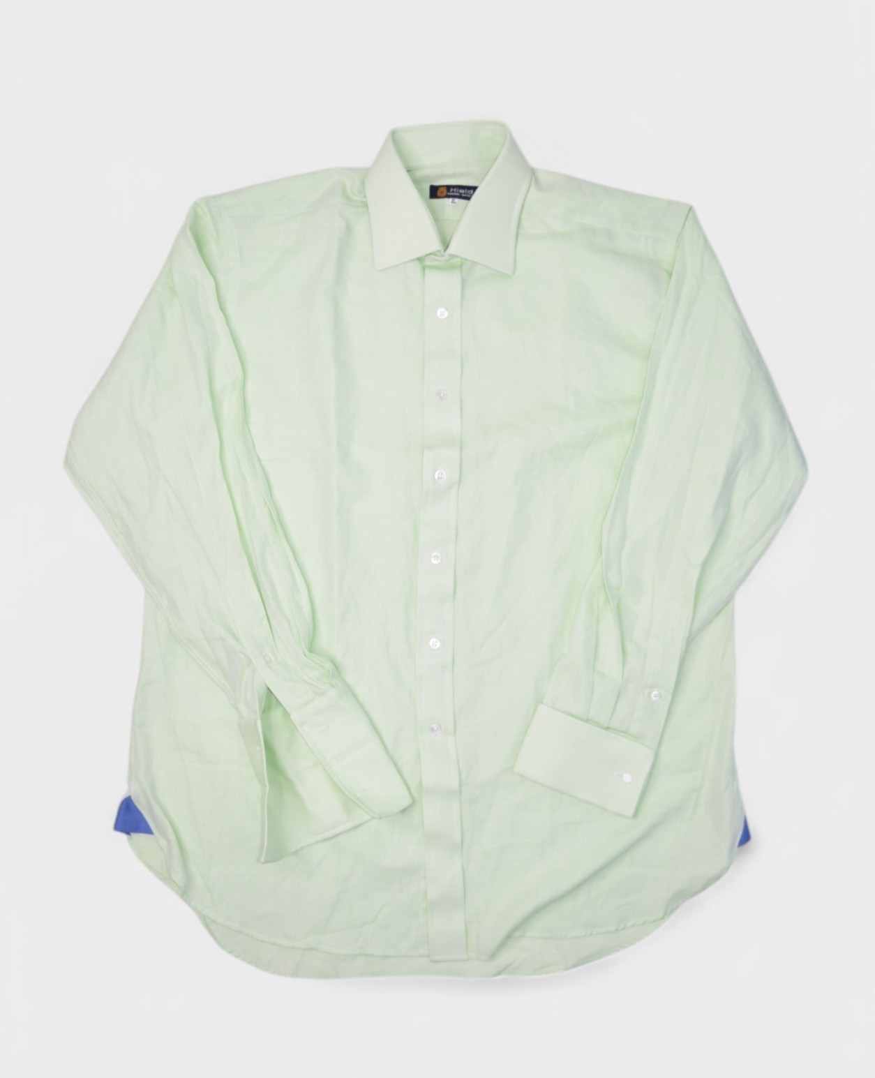 Camicia Hield uomo 16 verde cotone abito camicia polsino francese bottoni fila Savile