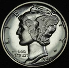 1942 Proof Mercury Silver Dime 10C (Highly Reflective PR)