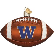 Old World Christmas Glass Ornament, Washington Huskies Football With OWC Box 