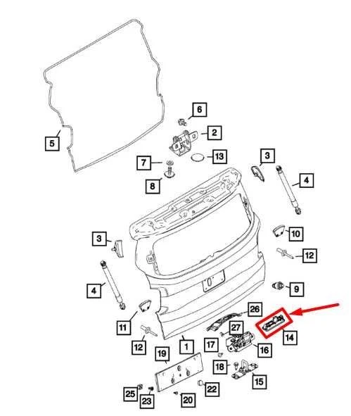 Interruptor de liberación de manija de puerta trasera puerta levadiza Jeep Renegade 18-23 68428989AA Foto 2 de 4