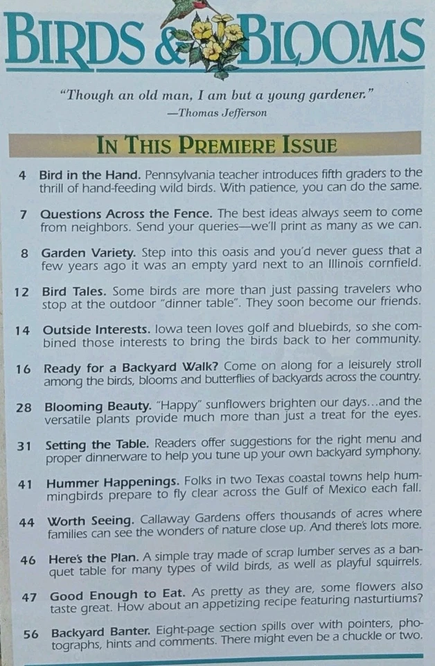 Birds & Blooms Premiere Issue Collector's Item 1995 Tray Feeders Flying Flowers - Image 3 of 4