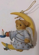 ENESCO Cherished Teddies Angel Sitting On Moon Hanging Christmas Ornament 2000