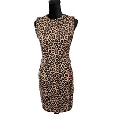 Michael Kors Animal Print Sleeveless Zip Up Shesth Dress Size 4