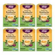 Yogi Tea Green Tea Kombucha Tea - 16 Tea Bags per Pack (6 Packs) - Organic Gr...