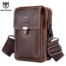 Men's Genuine Leather Small Chest Shoulder Bag Waist Packs Phone Pouch Wallet