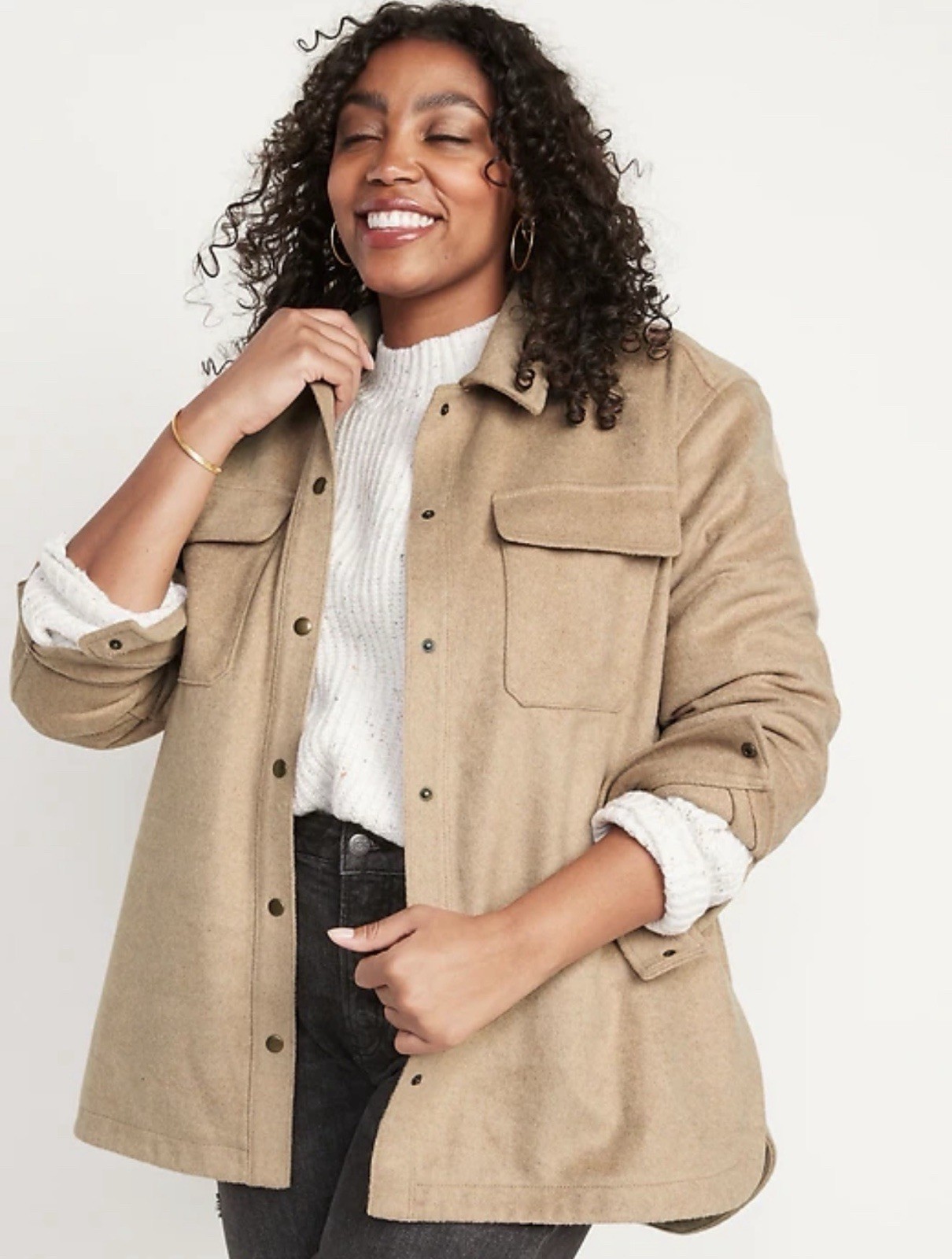 Old Navy Wool Blend Women’s Shacket Plus Size 3X Camel Gorpcore Neutral Capsule