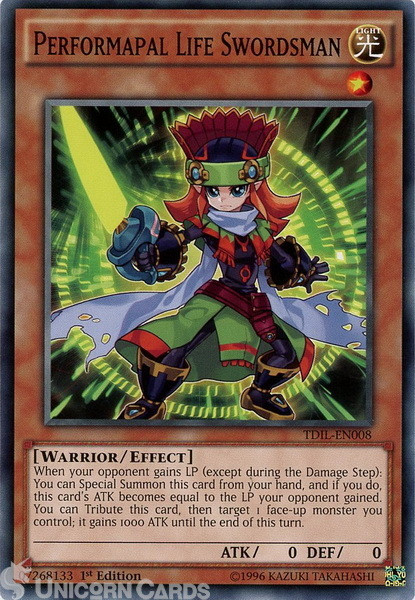 TDIL-EN008 Performapal Life Swordsman Common 1st Edition Mint Yu-Gi-Oh! Card