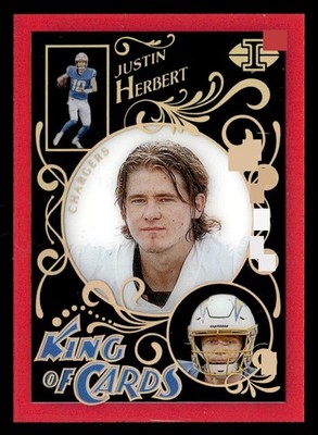 Justin Herbert 2021 Illusions King of Cards Red /399 Card #KC-6 Chargers
