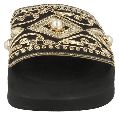 Mulas deslizantes con cuentas beige/mancha negra para damas: F0R0088 - Imagen 11 de 12