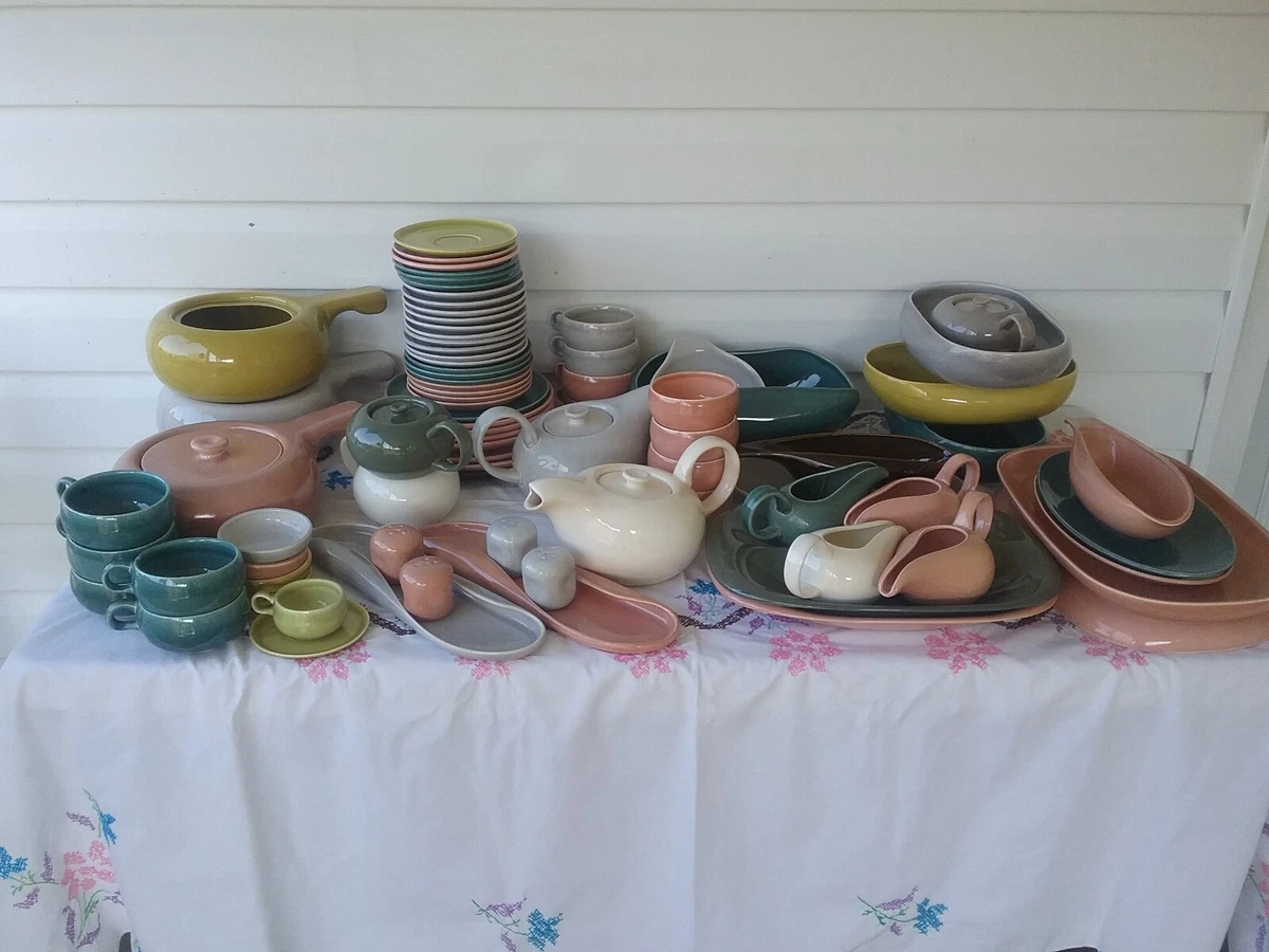 RUSSEL WRIGHT VTG MID CENTURY STEUBENVILLE AMERICAN MODERN DINNERWARE 90 PC SET