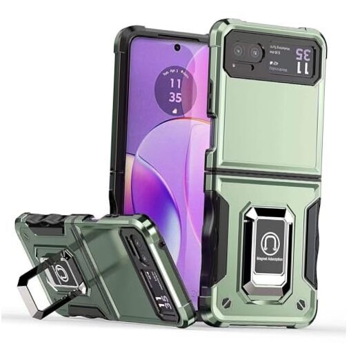 Case for Moto Razr 40,Moto Razr 2023 Case,Military Grade TPU+PC Dark Green