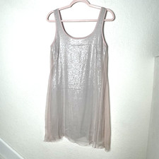 B44 Dressed Sleeveless Sequined Mini Dress Size M Pink Lined Made In USA Y2K