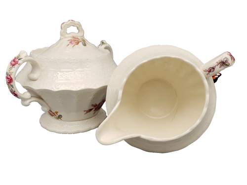 Spode Billingsley Plate & Creamer, Jewel Moss Rose Sugar Bowl - Picture 9 of 12