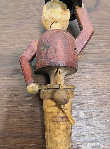 Vintage German Hand Carved Wood Puppet Cork Bottle Stopper - Tipping Hat - Picture 6 of 10