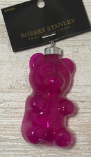 Robert Stanley Gummy Bear PINK MAGENTA Glass Christmas Ornament Food Gummi Snack