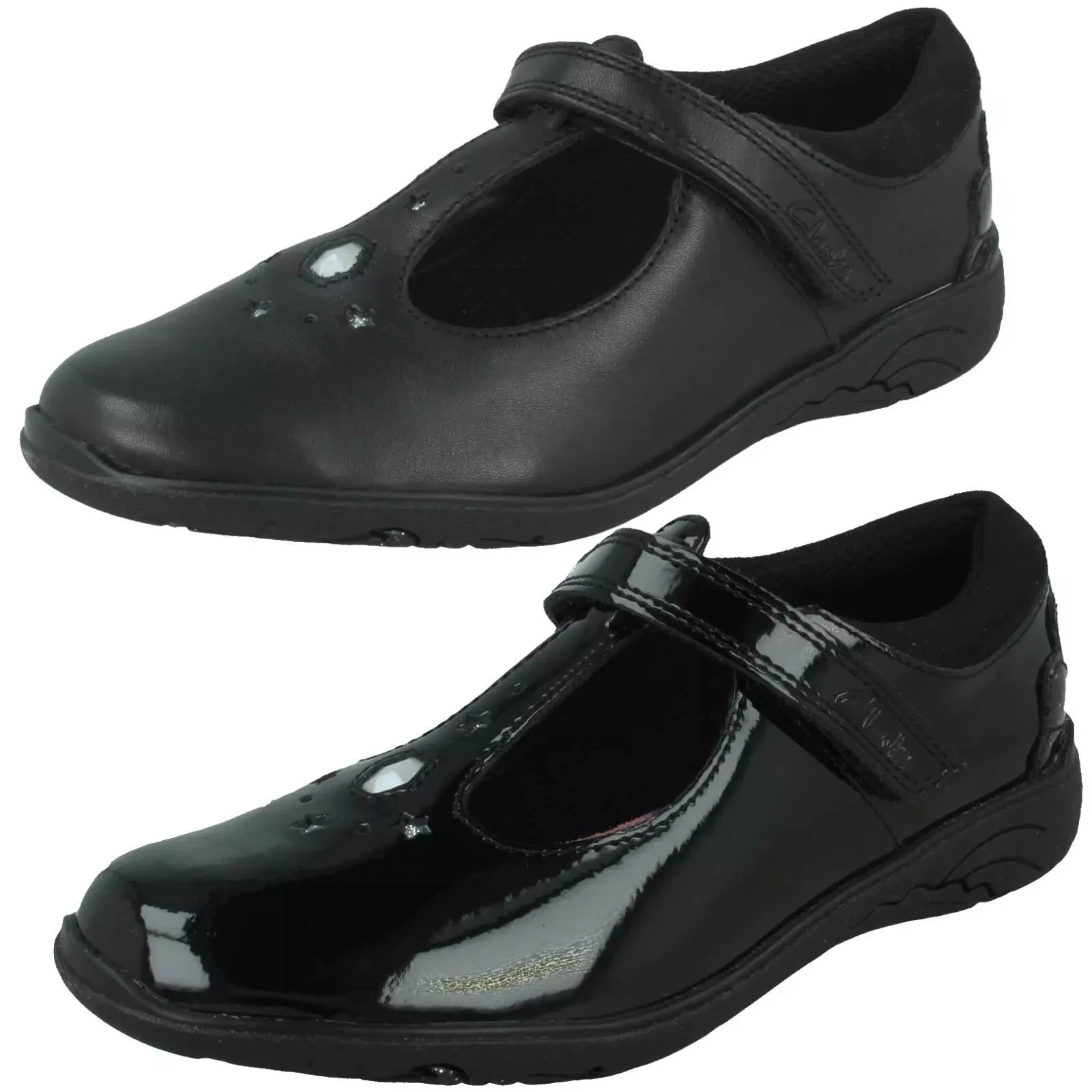 SCARPE DA BAR CLARKS RELDA GEM NERE CHIUSURA A NASTRO CHIUSURA A T