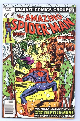 Amazing Spider-Man 166 (FN+) Andru art Romita cover! STEGRON! LIZARD! 1977 e773