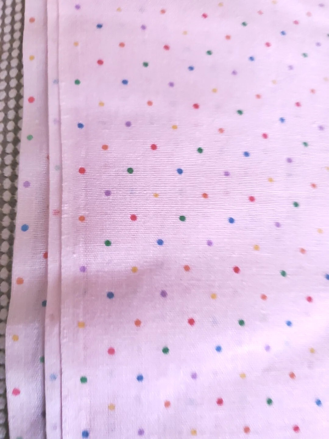 Vintage Sewing Fabric Pale Pink Multi Color Polka Dots 48x45" 1.3 yard Cotton eBay