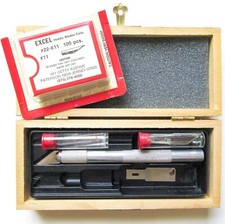 100 Excel Knife Blades #11 + General Tools Knife in Wood Box Bonus