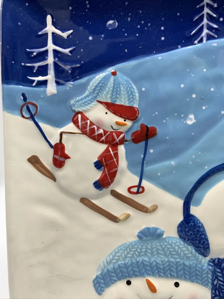 St Nicholas Square Rare Let it Snow Dinner Plate 11” Snowman Winter Holidays - Image 2 of 4