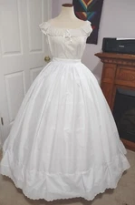 CIVIL WAR DRESS~VICTORIAN STYLE-COTTON SNOW WHITE OVER HOOP PETTICOAT PLUS SIZE
