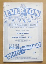 EVERTON v SHEFFIELD UNITED Reserves 1949/1950 Good Condition Football Programme