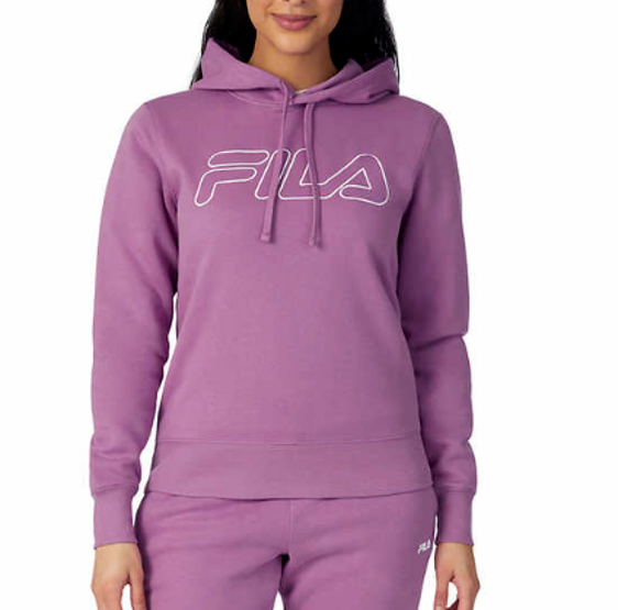 Fila maglione donna in pile peso medio con logo e cappuccio (piccolo)