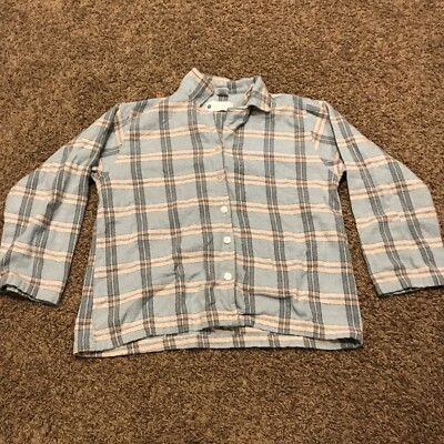 Ella Simone Womens Size S Blue Plaid Flannel Button Up Shirt B5